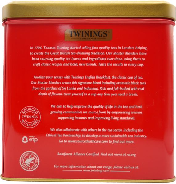 Preview: Twinings English Breakfast Tee. 500 g Dose Schwarztee bestellenDose